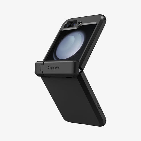 ACS06227 - Galaxy Z Flip 5 Case Tough Armor Pro in black showing the back with phone fully open
